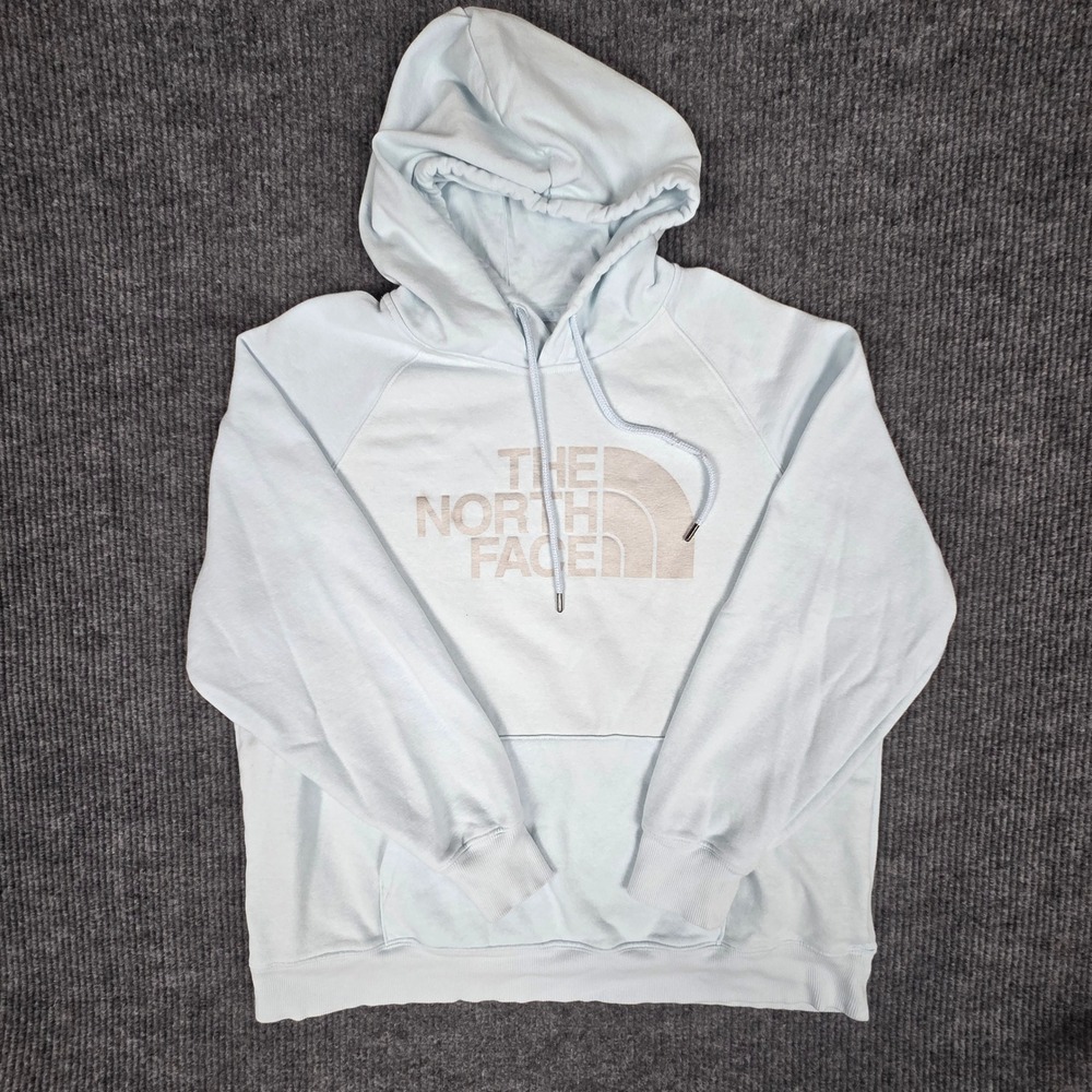 The North Face Womens Hoodie Light Blue Logo Pullover Casual Size XXL‎